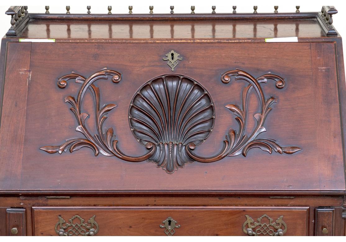 Antique Chippendale Style Drop Front Mahogany Desk for Restoration For Sale 11
