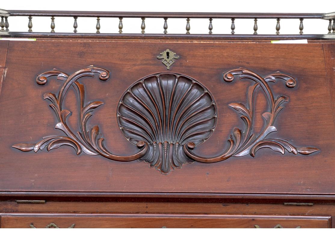 Antique Chippendale Style Drop Front Mahogany Desk for Restoration For Sale 14