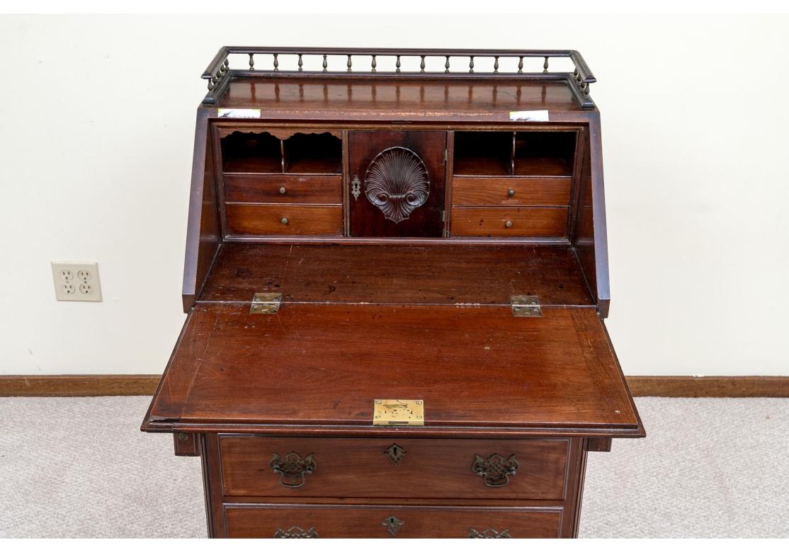 Antique Chippendale Style Drop Front Mahogany Desk for Restoration For Sale 2
