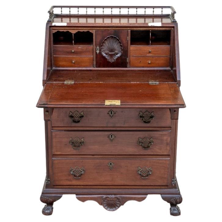 Antique Chippendale Style Drop Front Mahogany Desk for Restoration