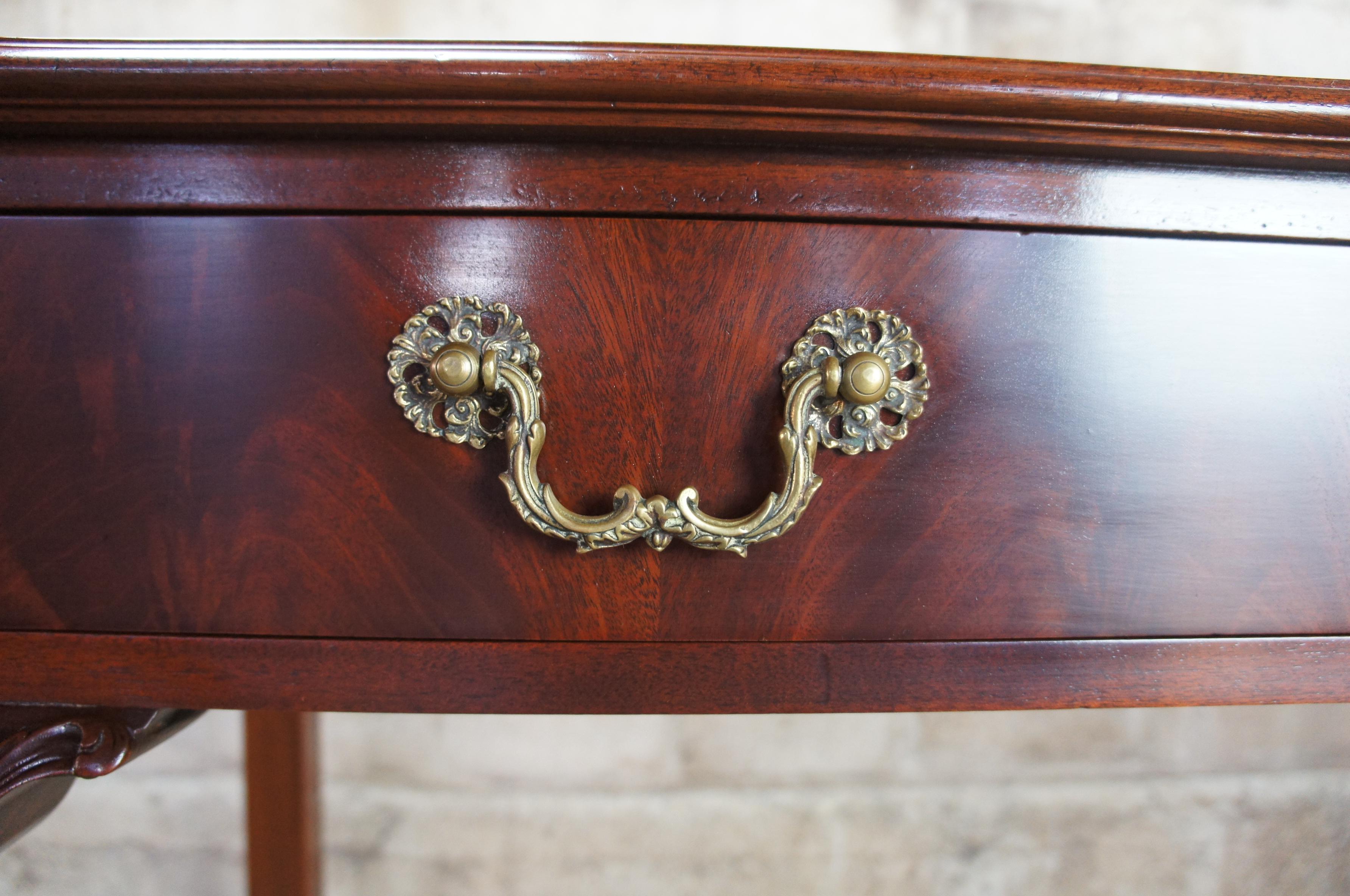 Antique Chippendale Style Flame Mahogany Carved Buffet Server Ball Claw Feet In Good Condition In Dayton, OH