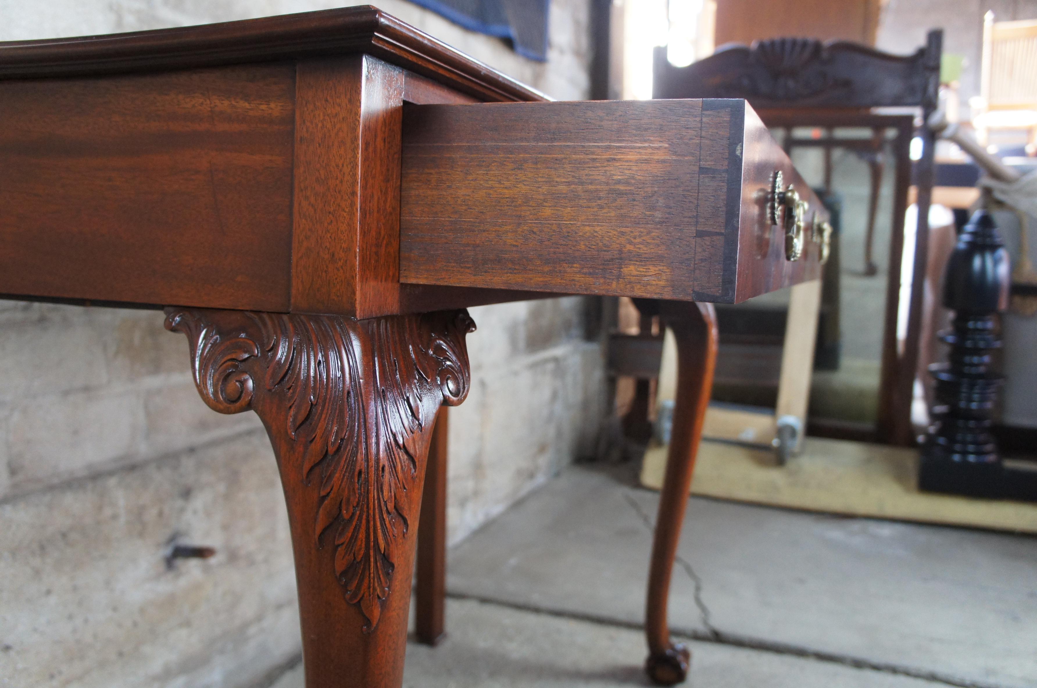 Antique Chippendale Style Flame Mahogany Carved Buffet Server Ball Claw Feet 2