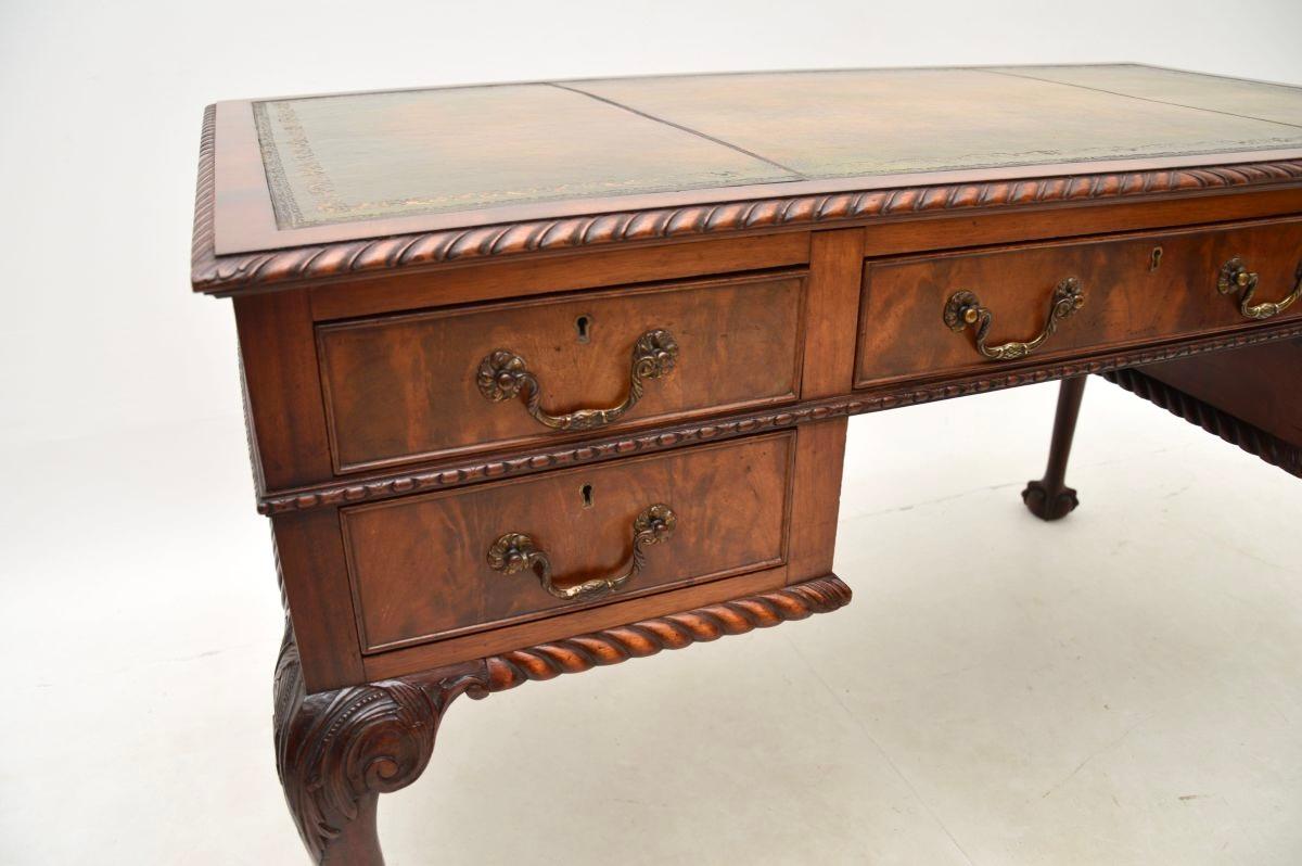 Antique Chippendale Style Leather Top Desk For Sale 5