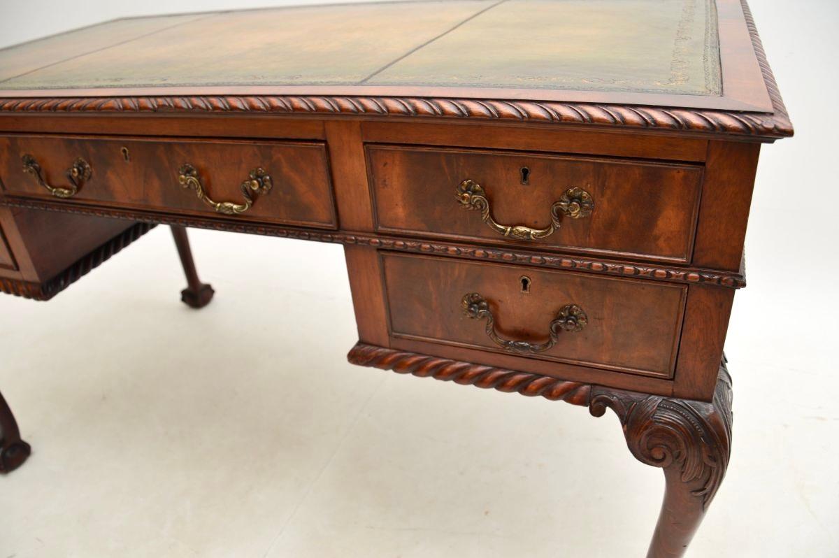 Antique Chippendale Style Leather Top Desk For Sale 6