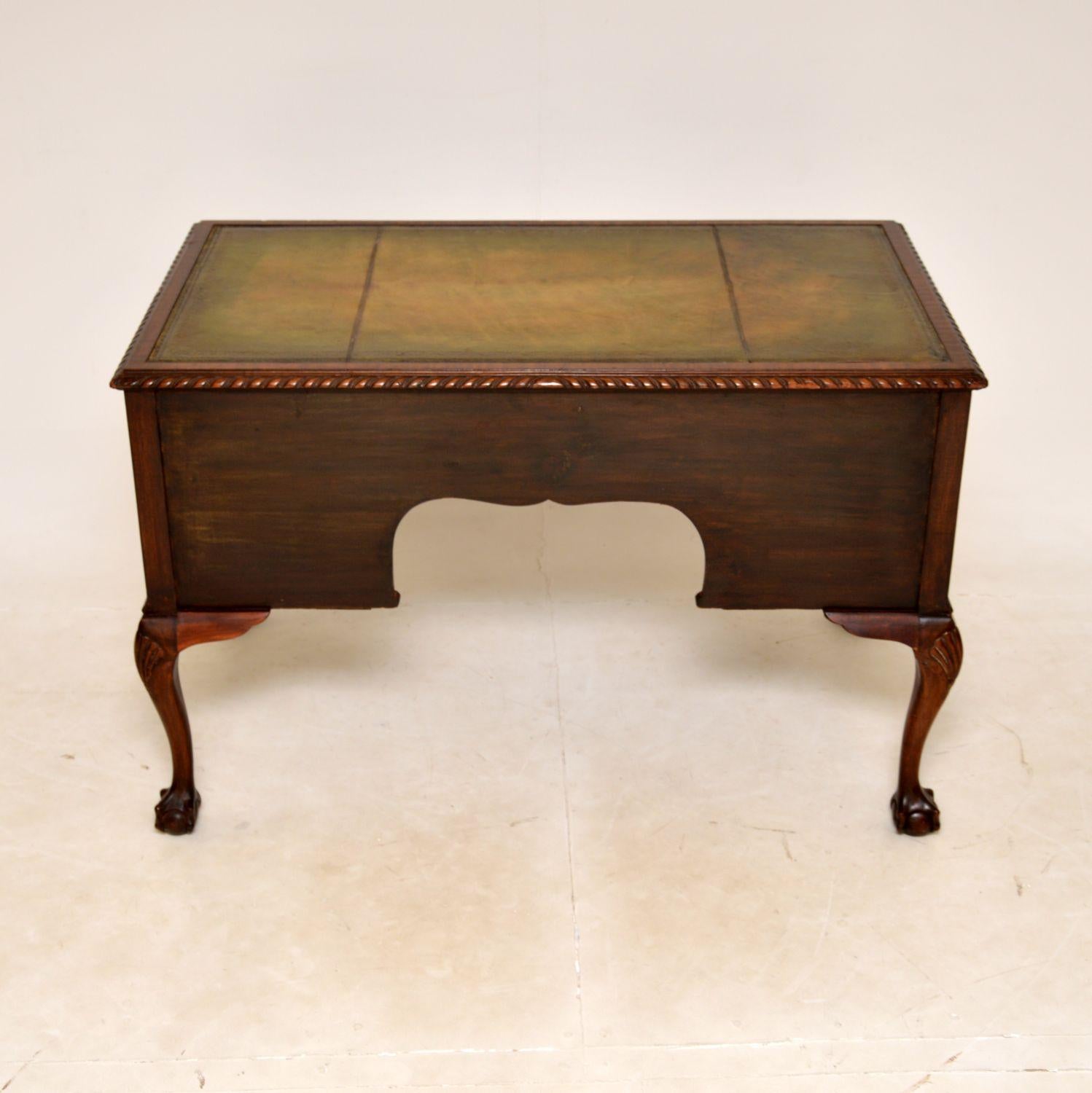 Late 19th Century Antique Chippendale Style Leather Top Desk
