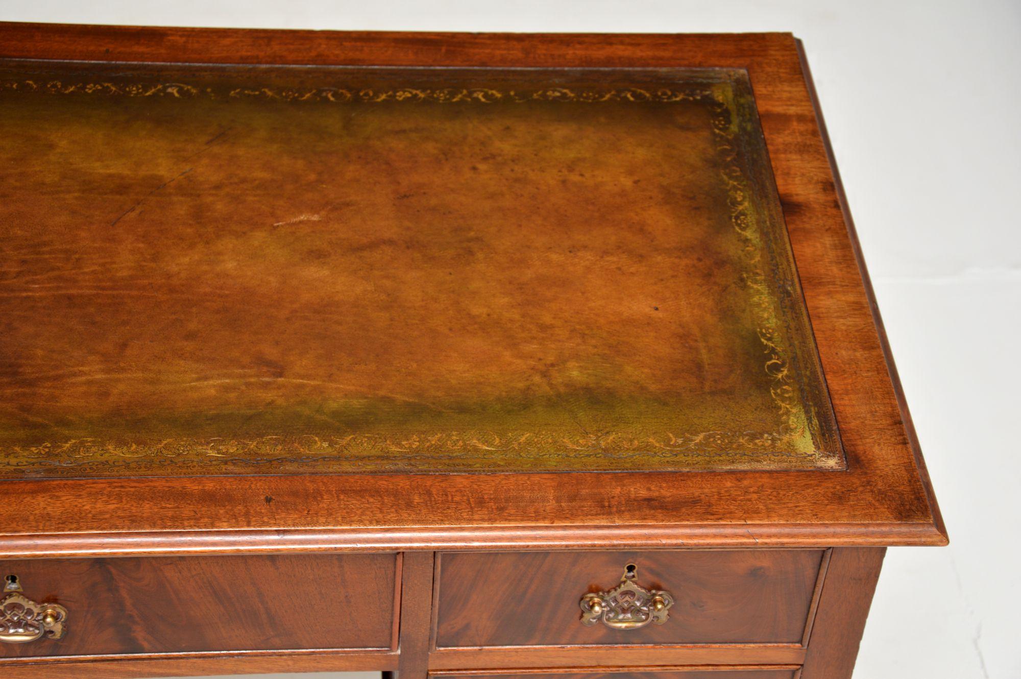 20th Century Antique Chippendale Style Leather Top Desk