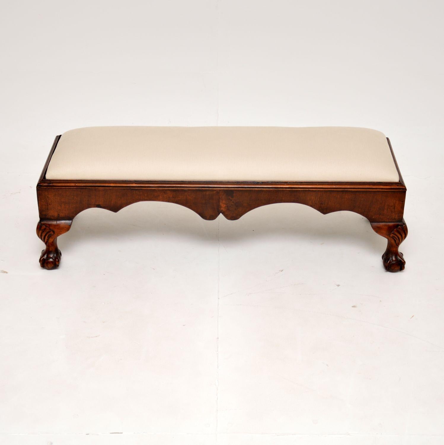 English Antique Chippendale Style Long Foot Stool