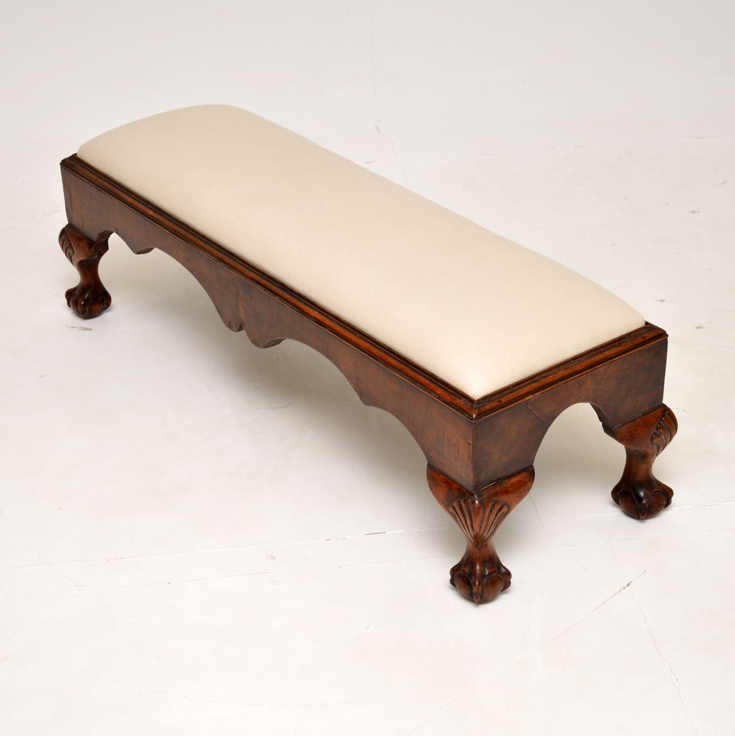Antique Chippendale Style Long Foot Stool In Good Condition In London, GB