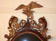 Antique Chippendale Style Mahogany and Giltwood Mallard Duck Oval Wall Mirror