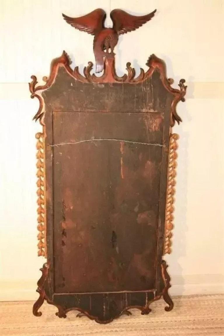 Antique Mirror in stile Chippendale in mogano e legno dorato con uccello della Fenice in vendita 3