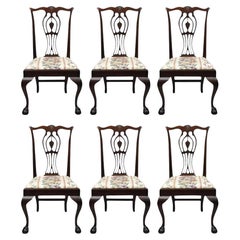 Antiguas sillas de comedor de caoba estilo Chippendale Ball and Claw - Juego de 6