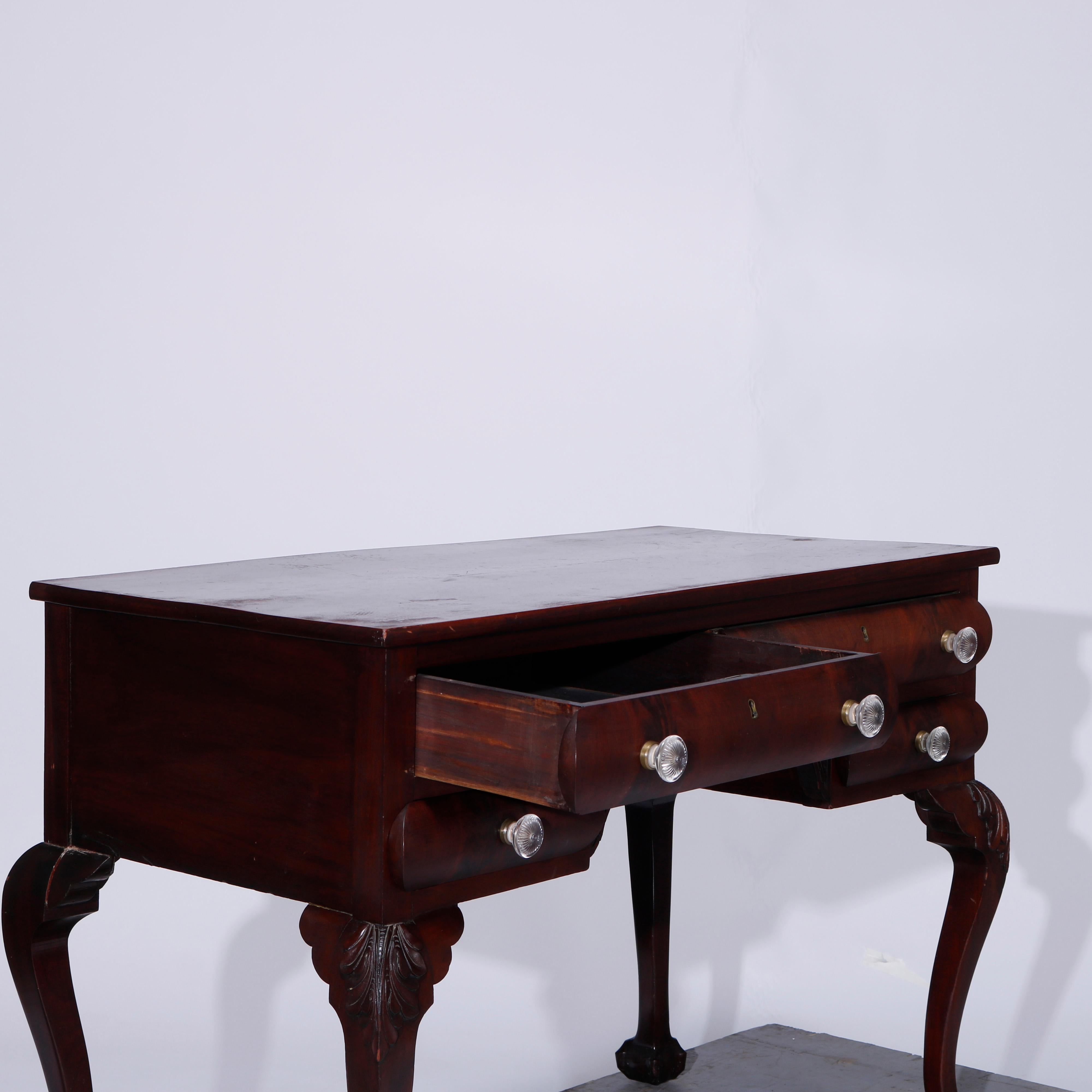 American Antique Chippendale Style Mahogany Clawfoot Writing Desk, c1900