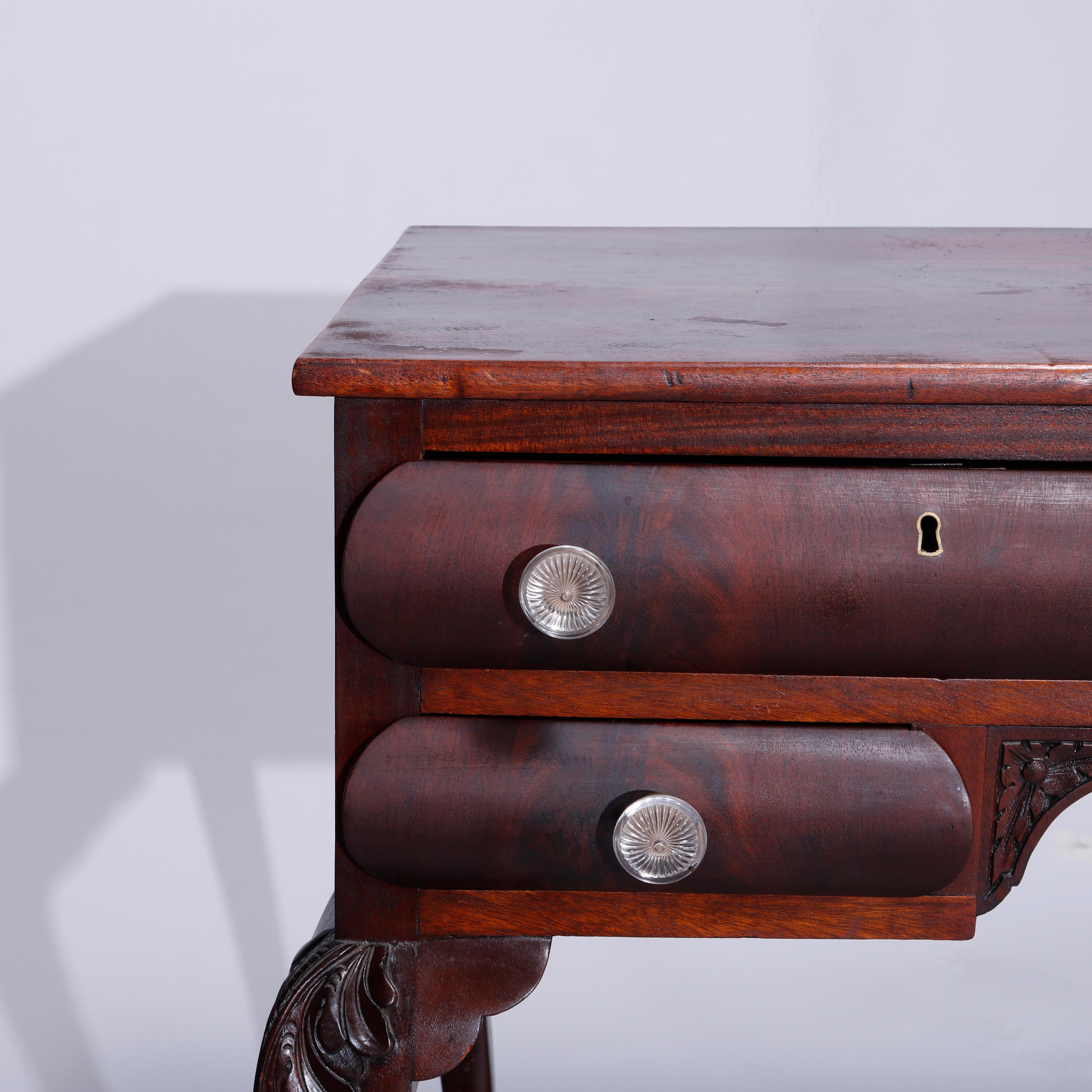 Antique Chippendale Style Mahogany Clawfoot Writing Desk, c1900 In Good Condition In Big Flats, NY