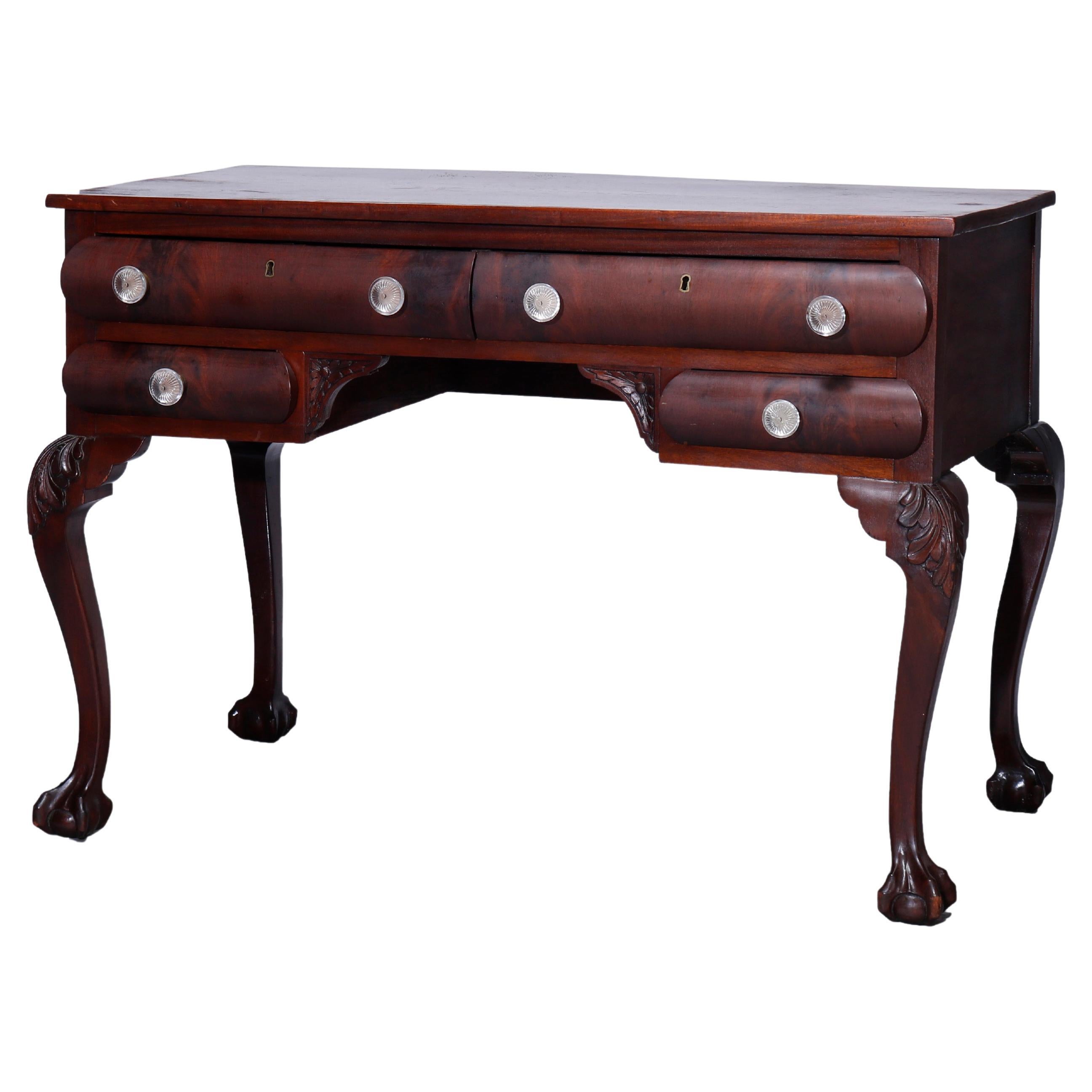 Antique Chippendale Style Mahogany Clawfoot Writing Desk, c1900
