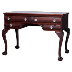 Vintage Chippendale Style Mahogany Clawfoot Writing Desk, c1900