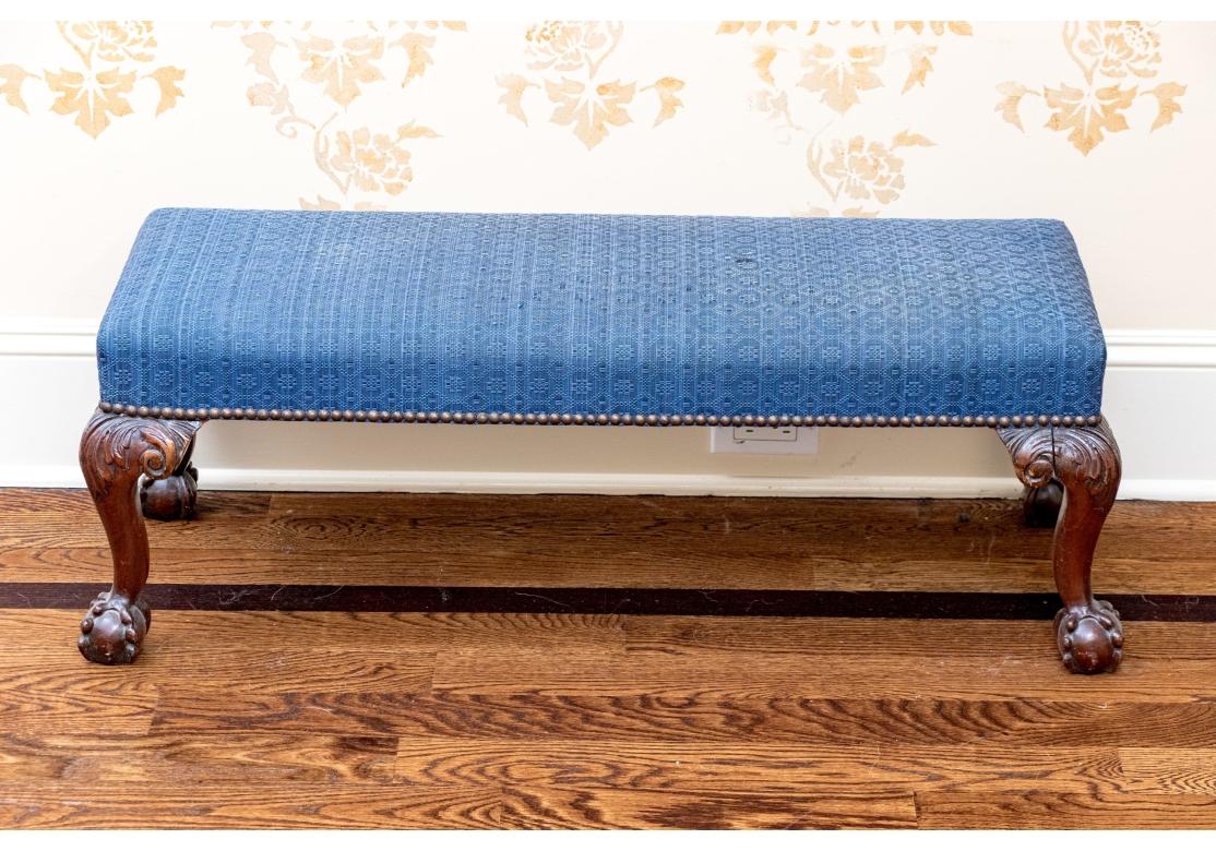 Banc ancien en acajou, style Upholstering, style Chippendale, fait sur mesure en vente 3