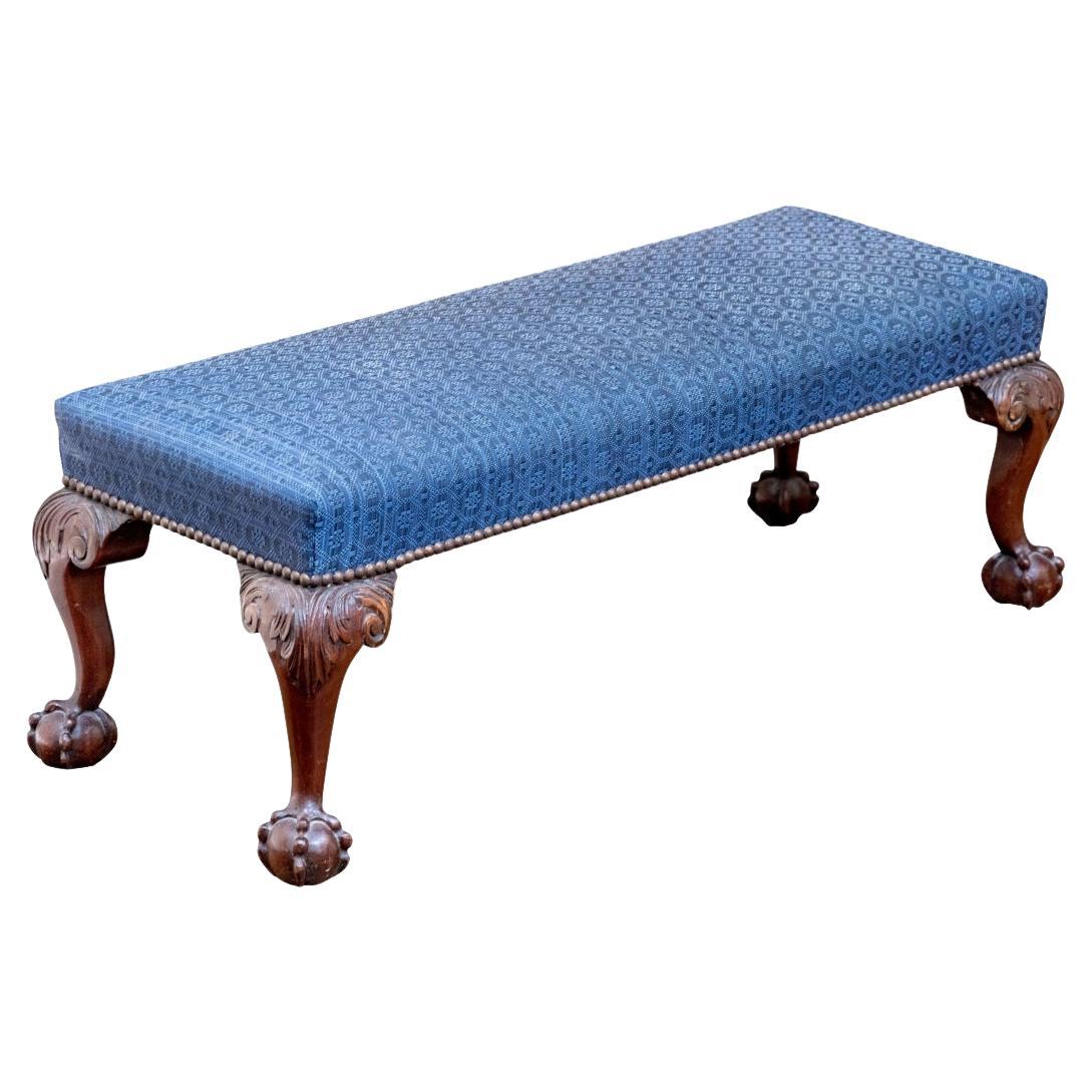 Banc ancien en acajou, style Upholstering, style Chippendale, fait sur mesure en vente