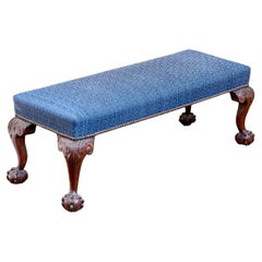 Banc ancien en acajou, style Upholstering, style Chippendale, fait sur mesure