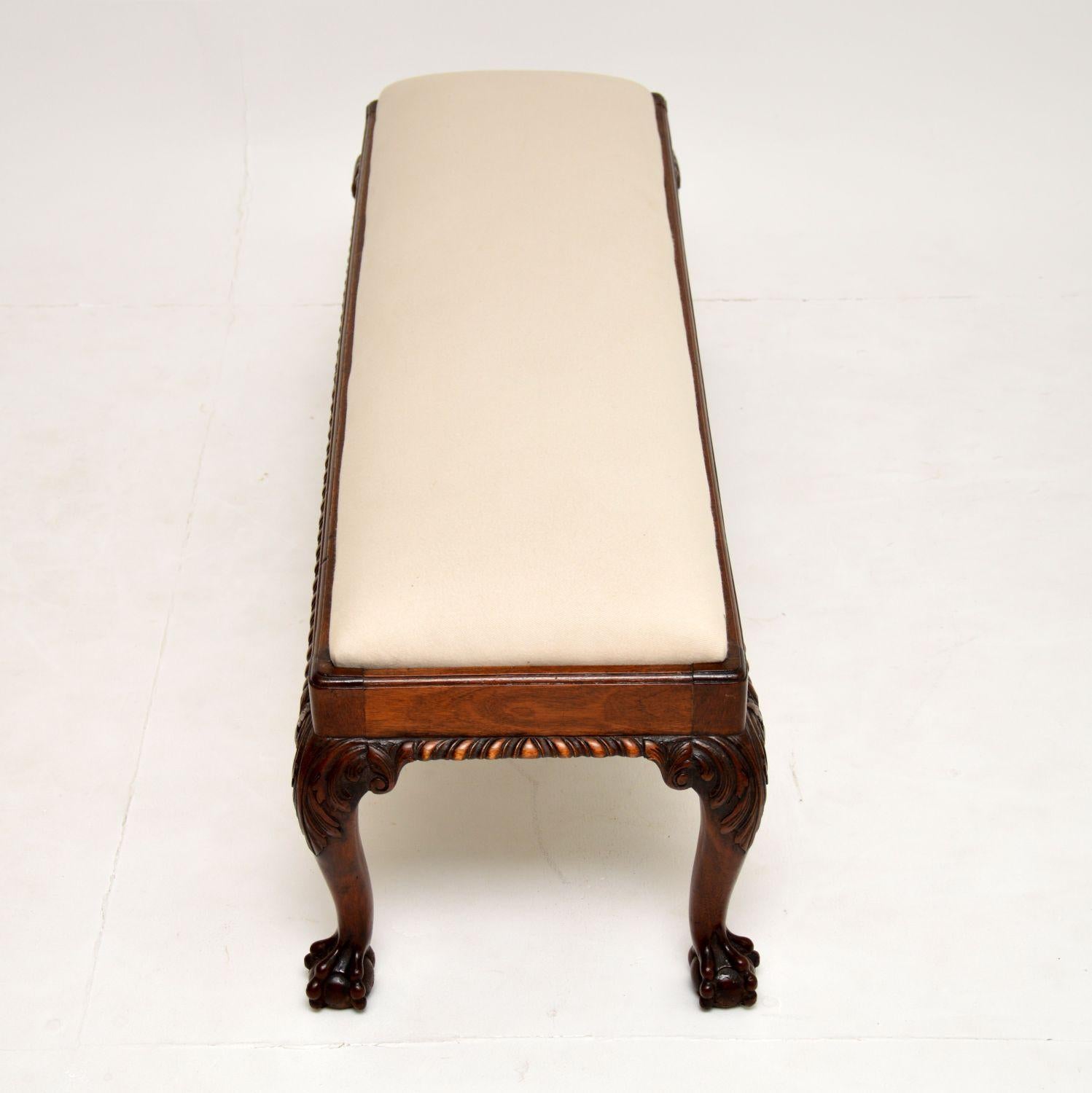 English Antique Chippendale Style Mahogany Foot Stool