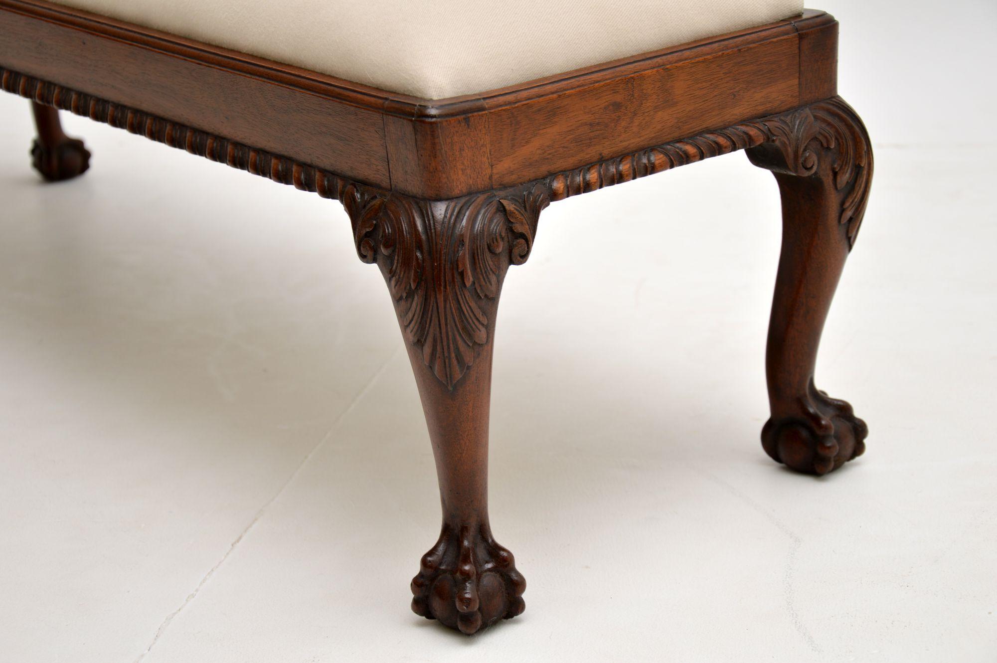 19th Century Antique Chippendale Style Mahogany Foot Stool