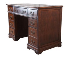 Antique Chippendale Style Mahogany Kneehole Library Office Table Writing Desk