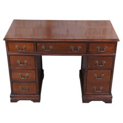 Antique Chippendale Style Mahogany Kneehole Library Office Table Writing Desk