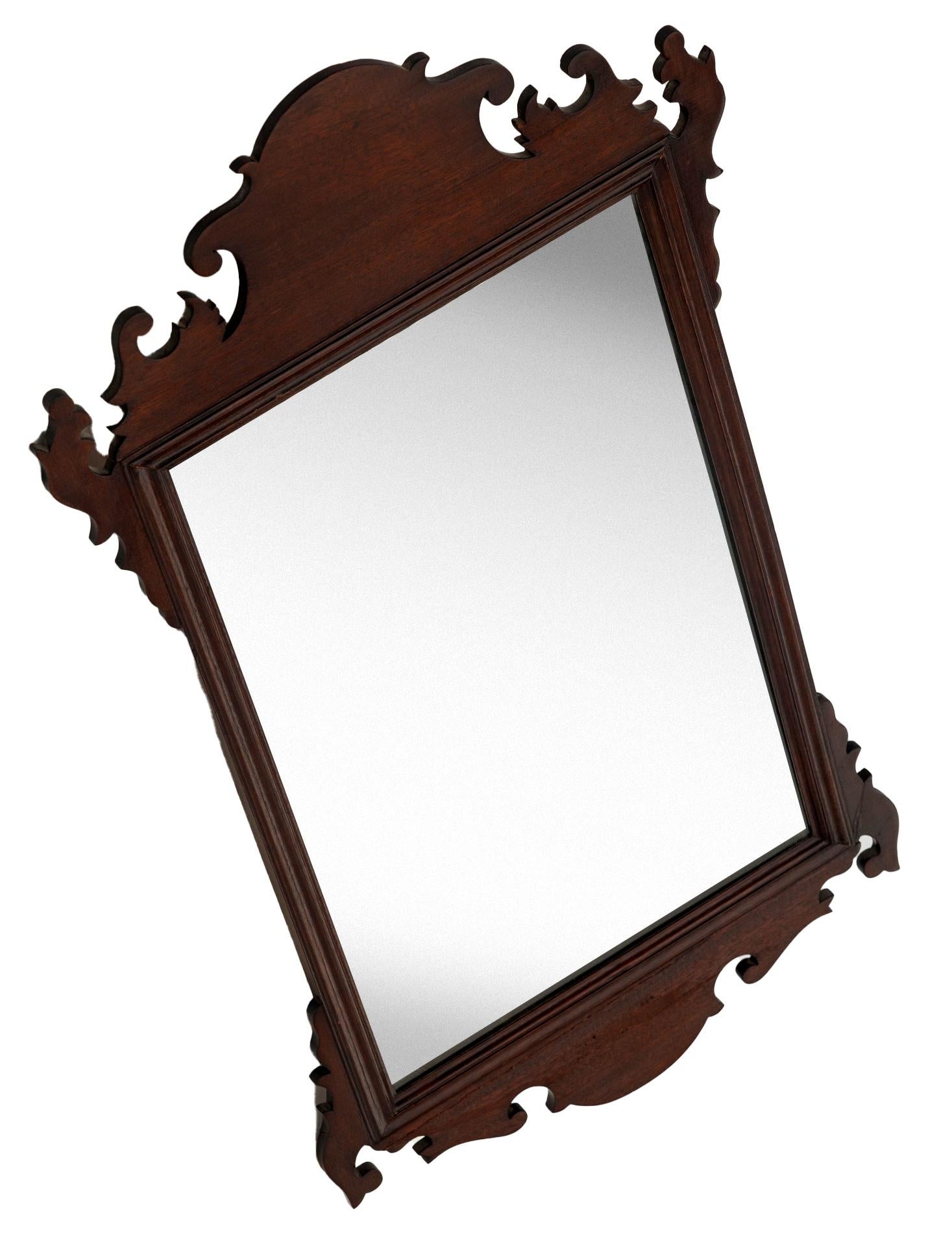 20th Century Antique Chippendale Style Mahogany Wall Mirror