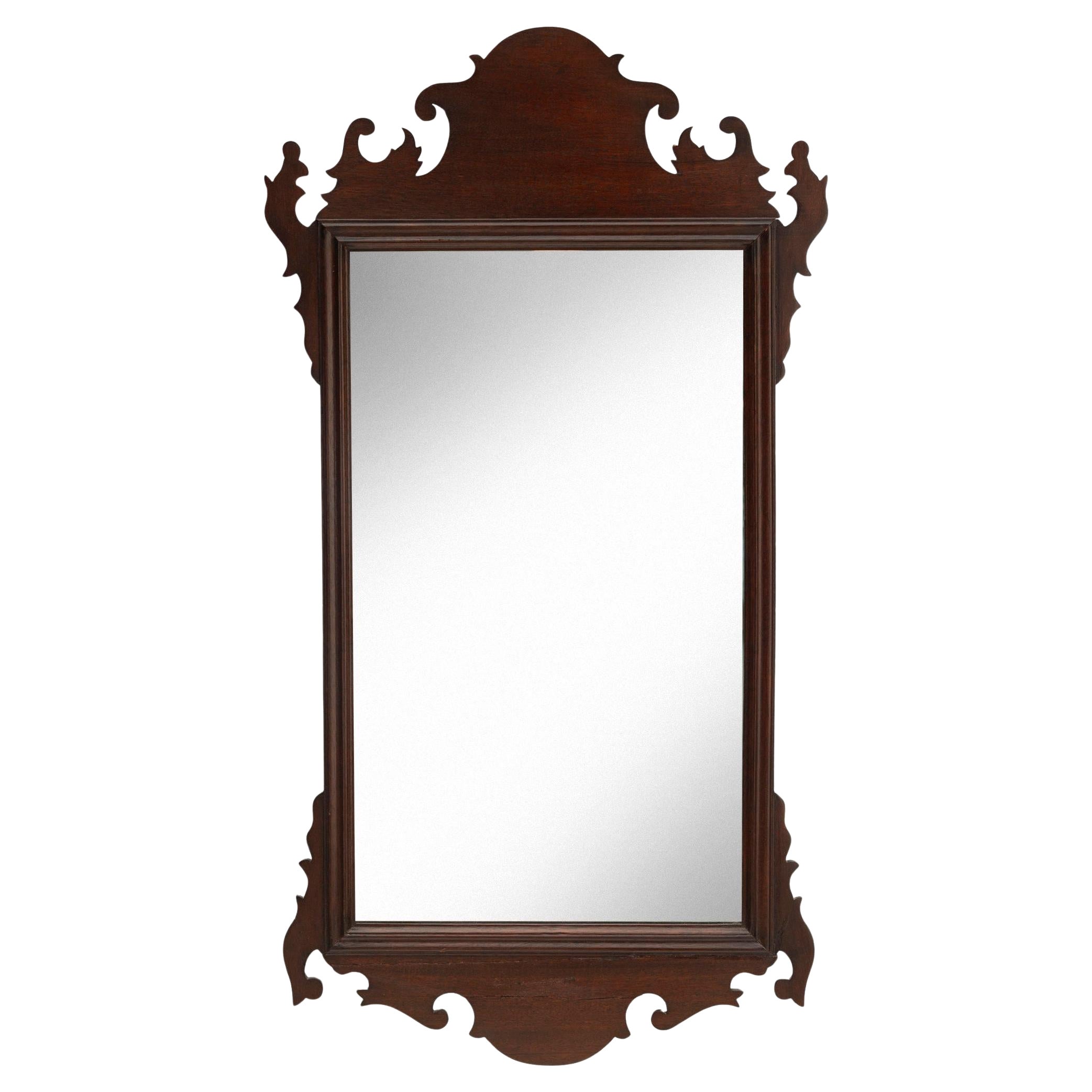 Antique Chippendale Style Mahogany Wall Mirror
