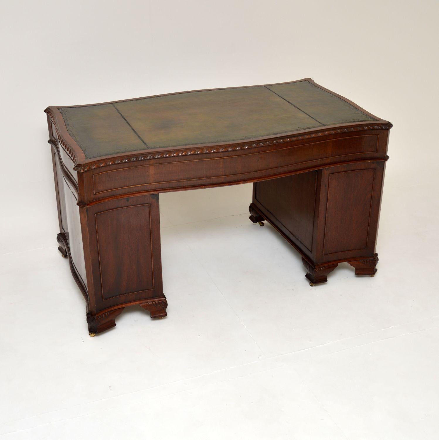 Late 19th Century Antique Chippendale Style Pedestal Desk