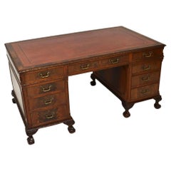 Antique Chippendale Style Pedestal Desk