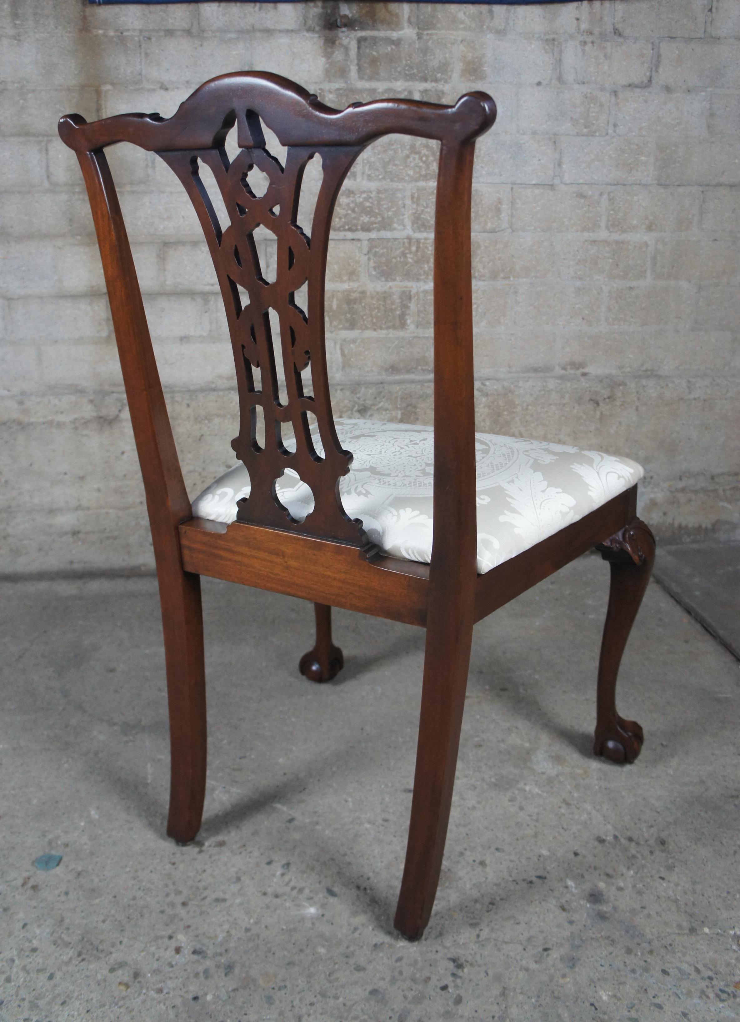 Antique Chippendale Style Ribbon Back Dining Chairs Ball and Claw Side Accent 4