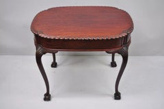 Antique Chippendale Style Rope Carved Mahogany Ball and Claw Parlor Side Table
