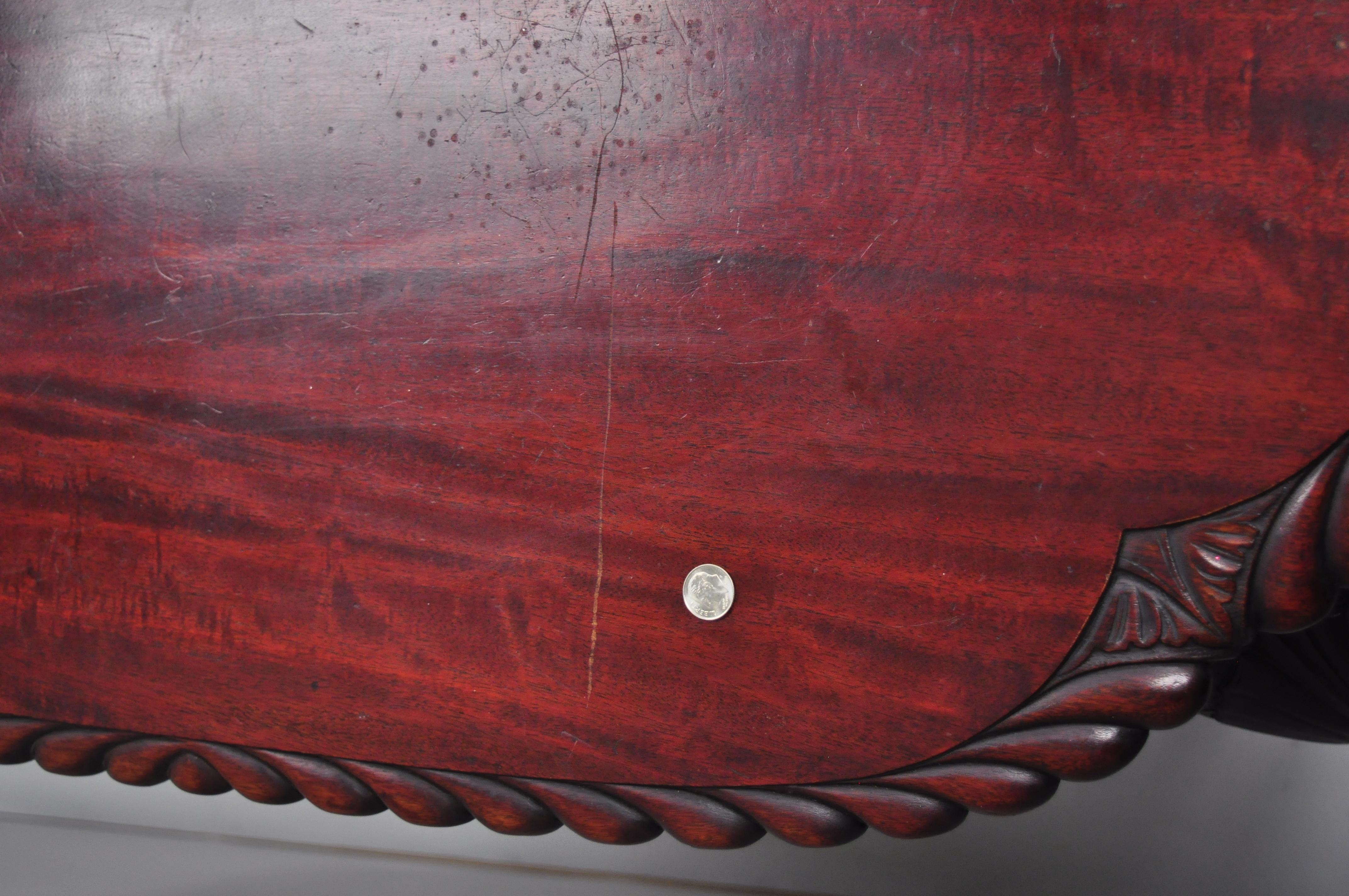 20th Century Antique Chippendale Style Rope Carved Mahogany Ball and Claw Parlor Side Table