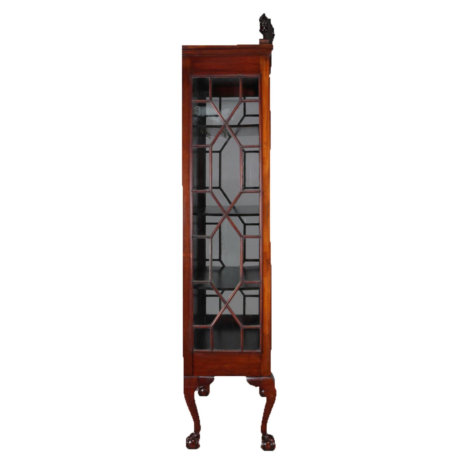 Antique Chippendale Style Satinwood Inlaid Mahogany China Display Cabinet 3