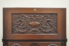 Antique Chippendale Style Shell Carved Mahogany Ball and Claw Drop Front Desk