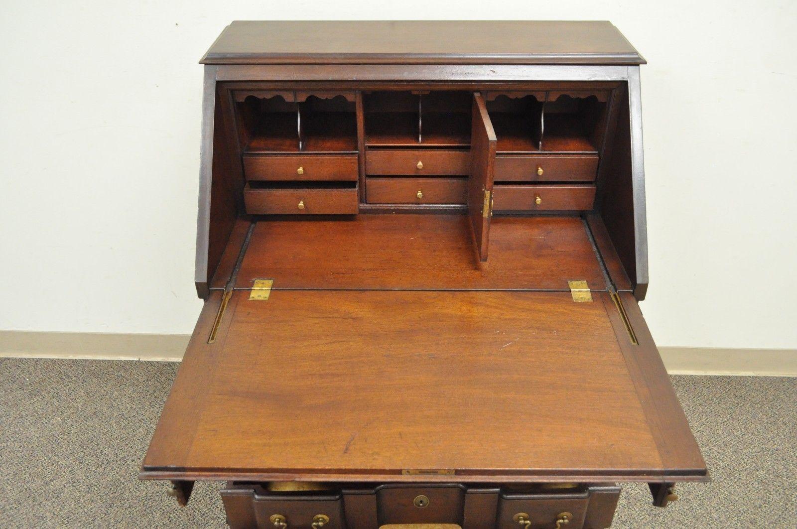 Antique Chippendale Style Shell Carved Mahogany Ball and Claw Drop Front Desk In Good Condition In Philadelphia, PA