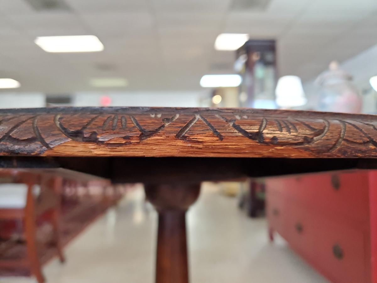 Oak Antique Chippendale Style Tilt Top Table, 19th Century