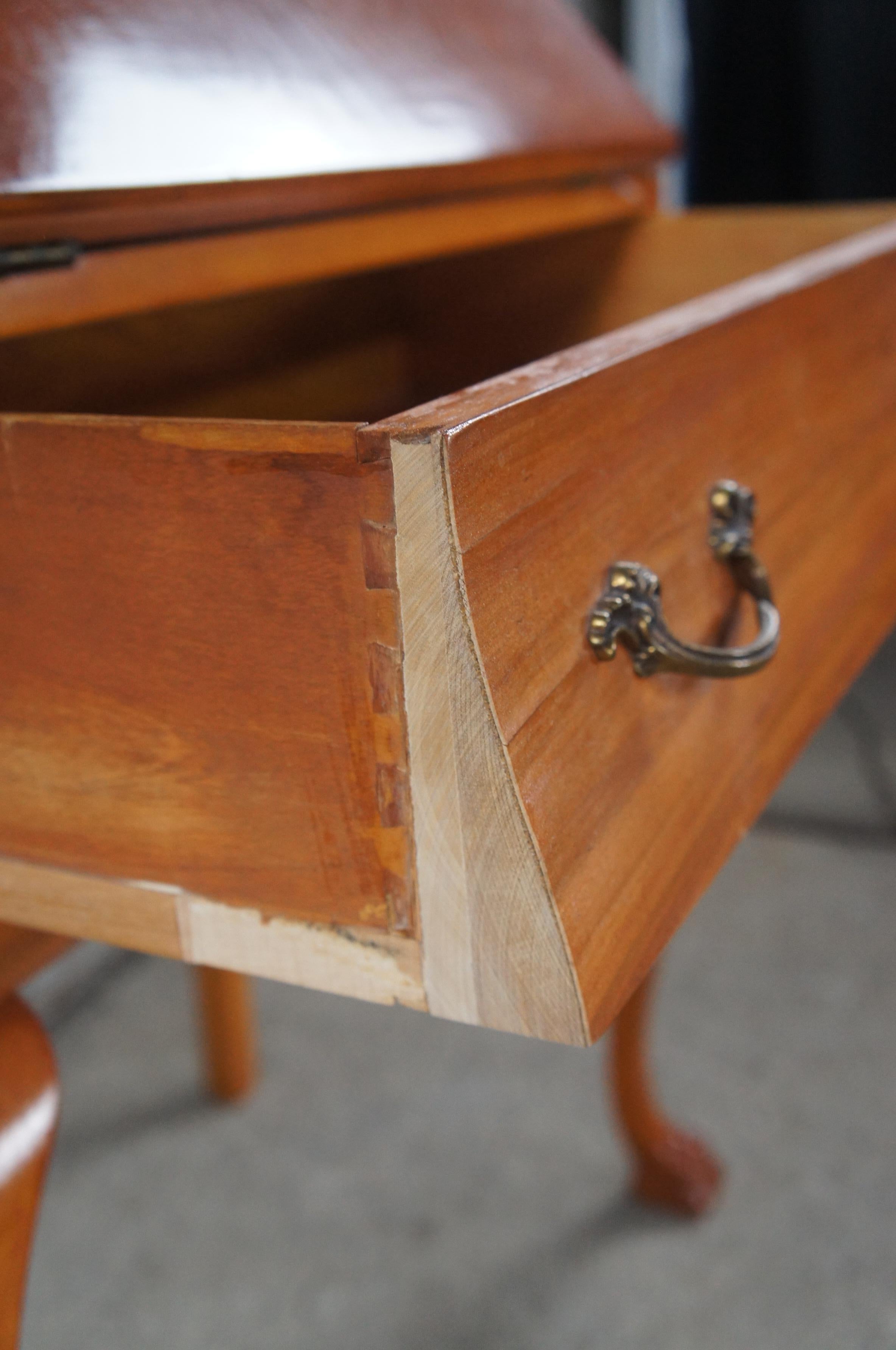 Antique Chippendale Style Walnut Drop Front Secretary Ladies Writing Desk For Sale 1