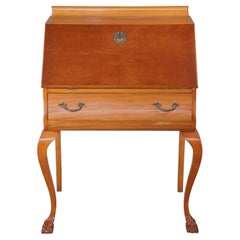 Vintage Chippendale Style Walnut Drop Front Secretary Ladies Writing Desk