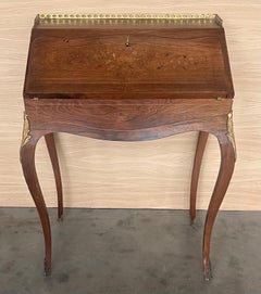 Antique Chippendale Style Walnut Drop Front Secretary Ladies Writing Desk