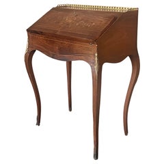 Antique Chippendale Style Walnut Drop Front Secretary Ladies Writing Desk