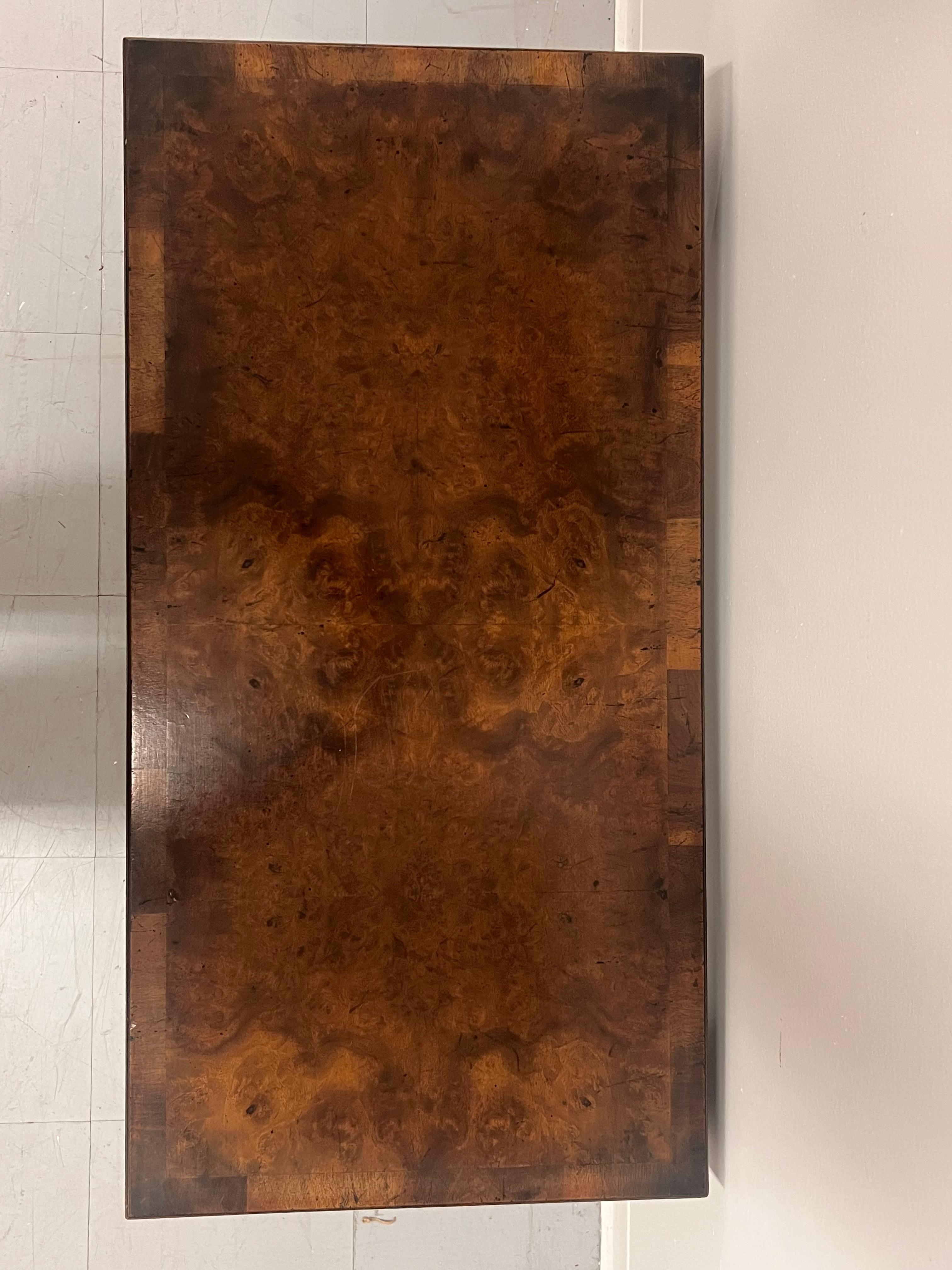 Antique Chippendale Style Coffee Table Book Matched Walnut Burl Top. UK Import For Sale 4