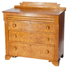 Antique Chippendale Tiger Maple Five Drawer Chest, Circa 1860
