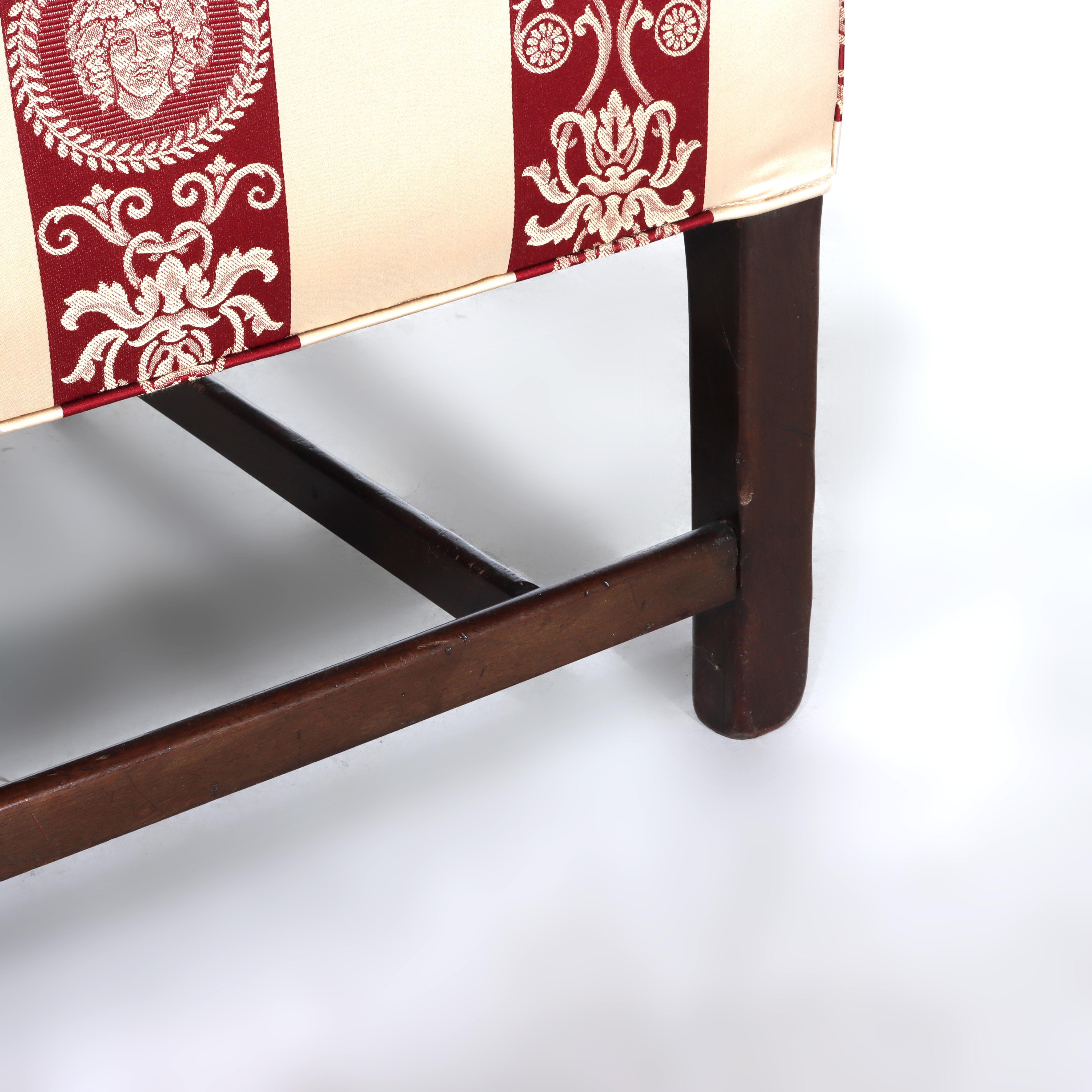 Antique Chippendale Wingback Feather Cushion Armchair & Footstool c1880 en vente 5