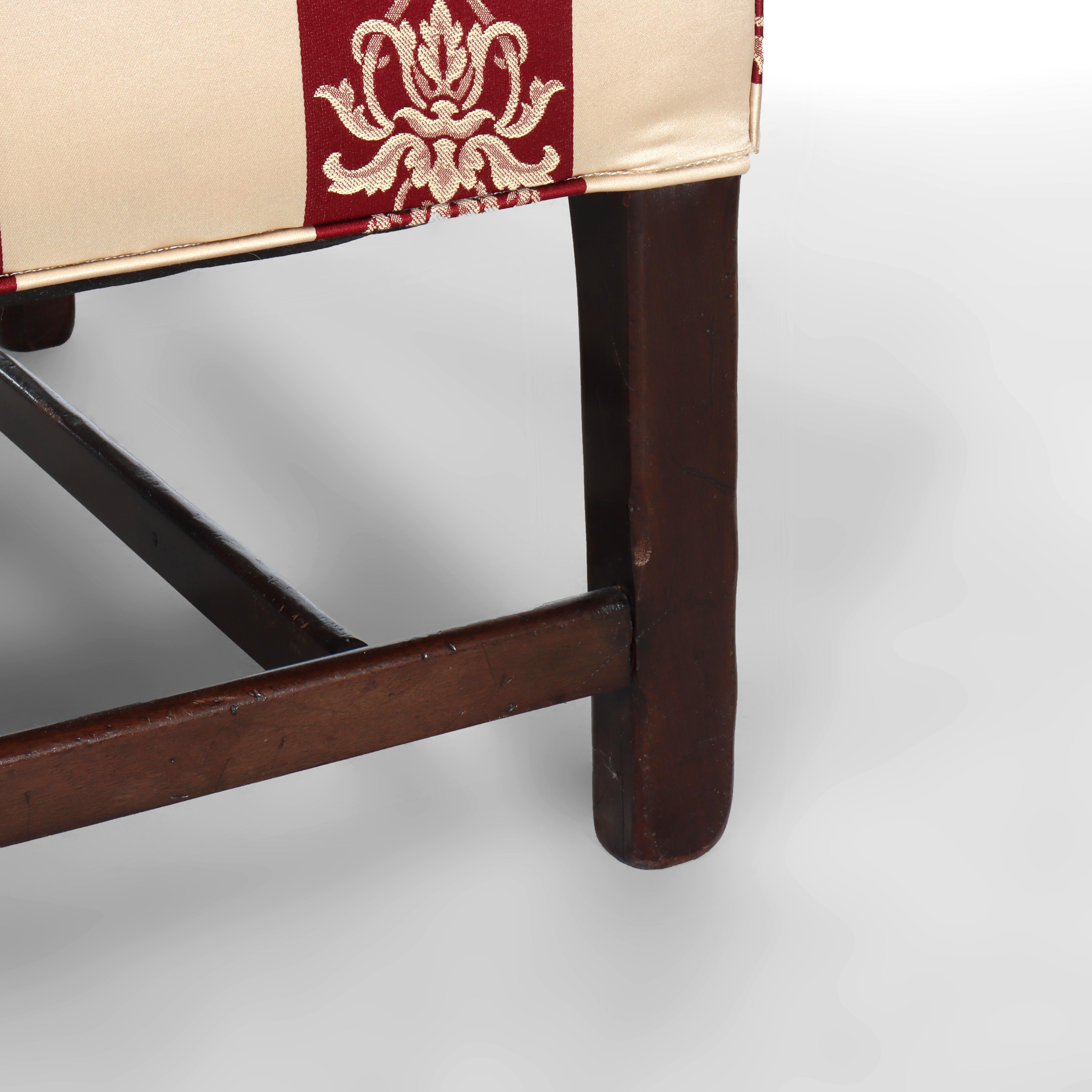 Antique Chippendale Wingback Feather Cushion Armchair & Footstool c1880 en vente 6