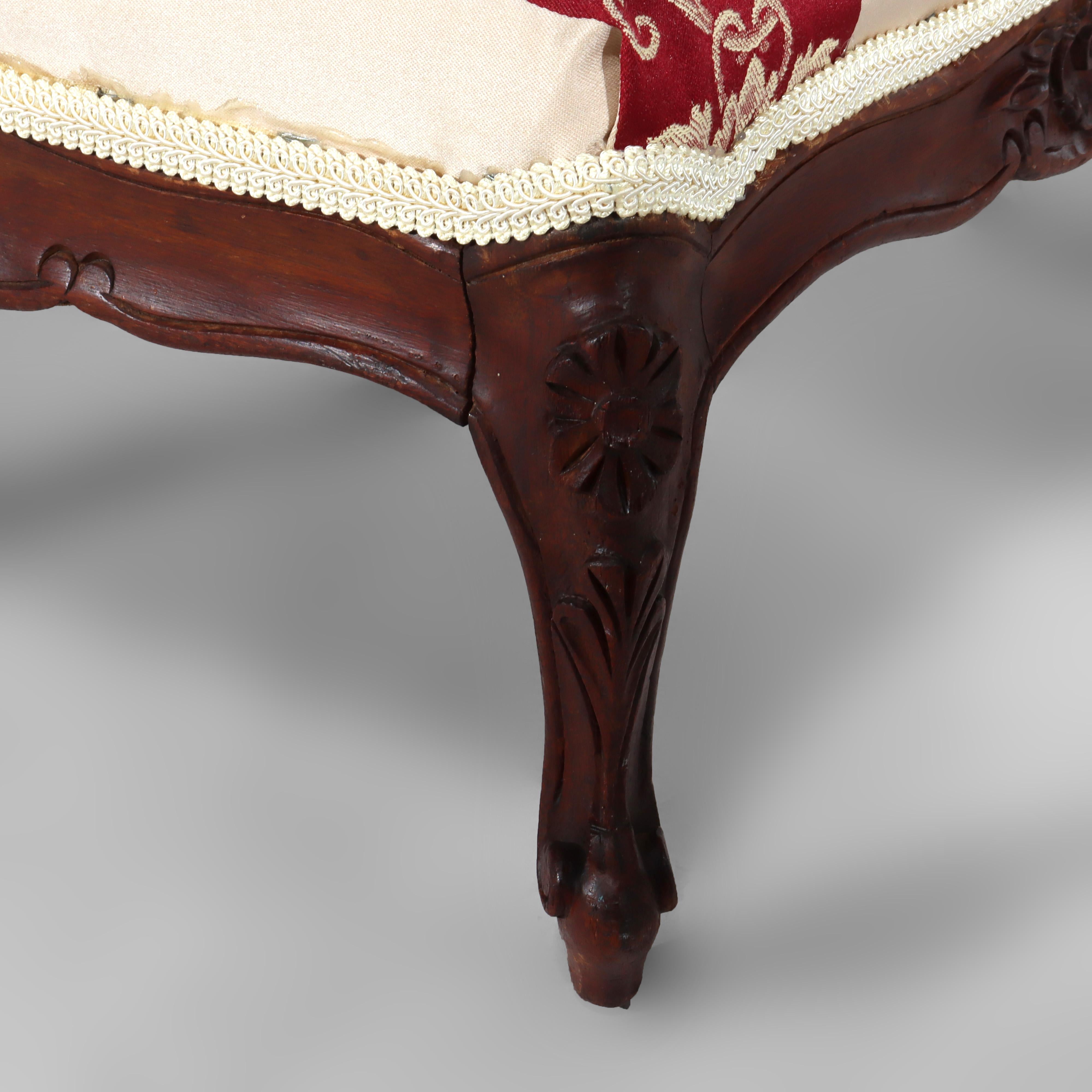 Antique Chippendale Wingback Feather Cushion Armchair & Footstool c1880 en vente 1