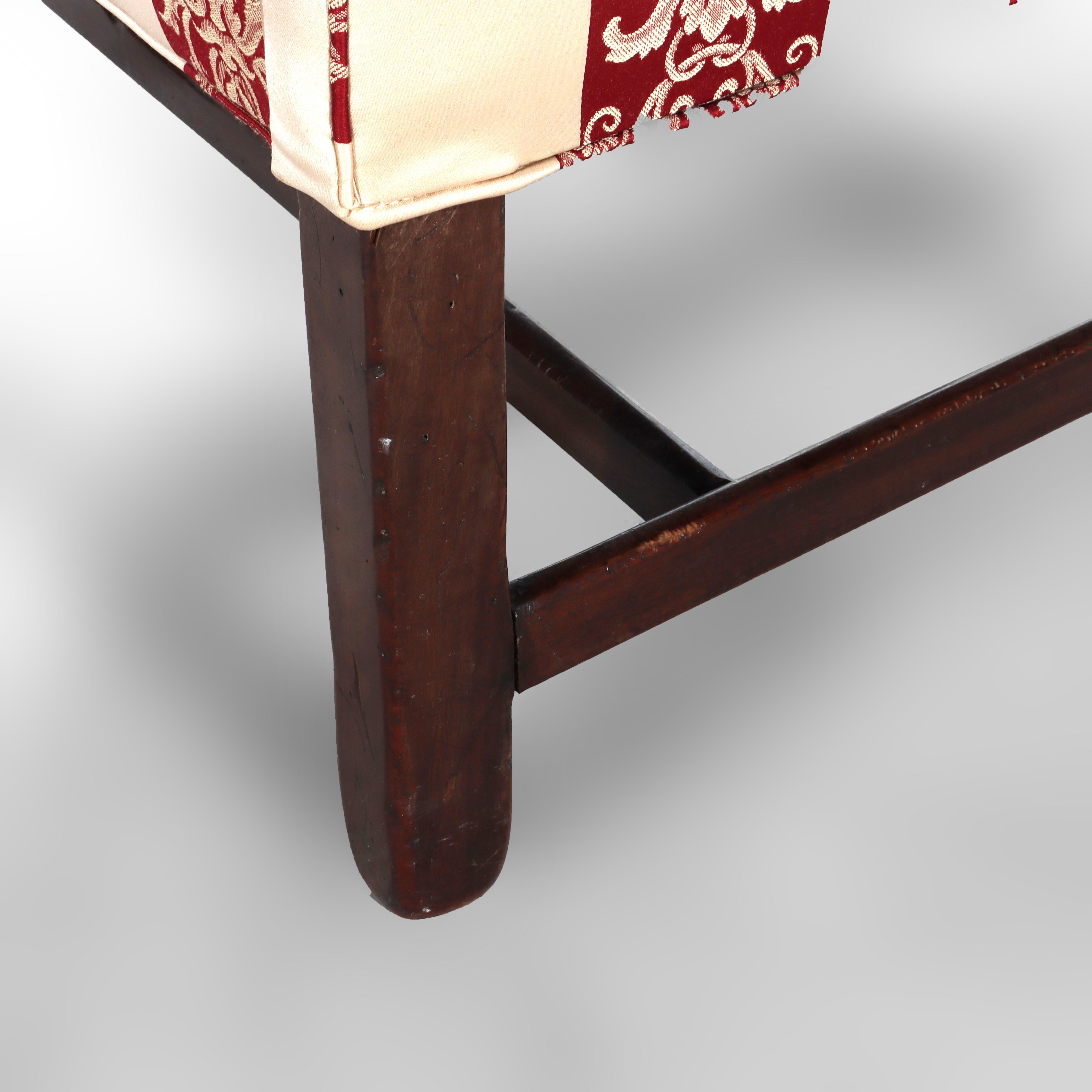 Antique Chippendale Wingback Feather Cushion Armchair & Footstool c1880 en vente 3