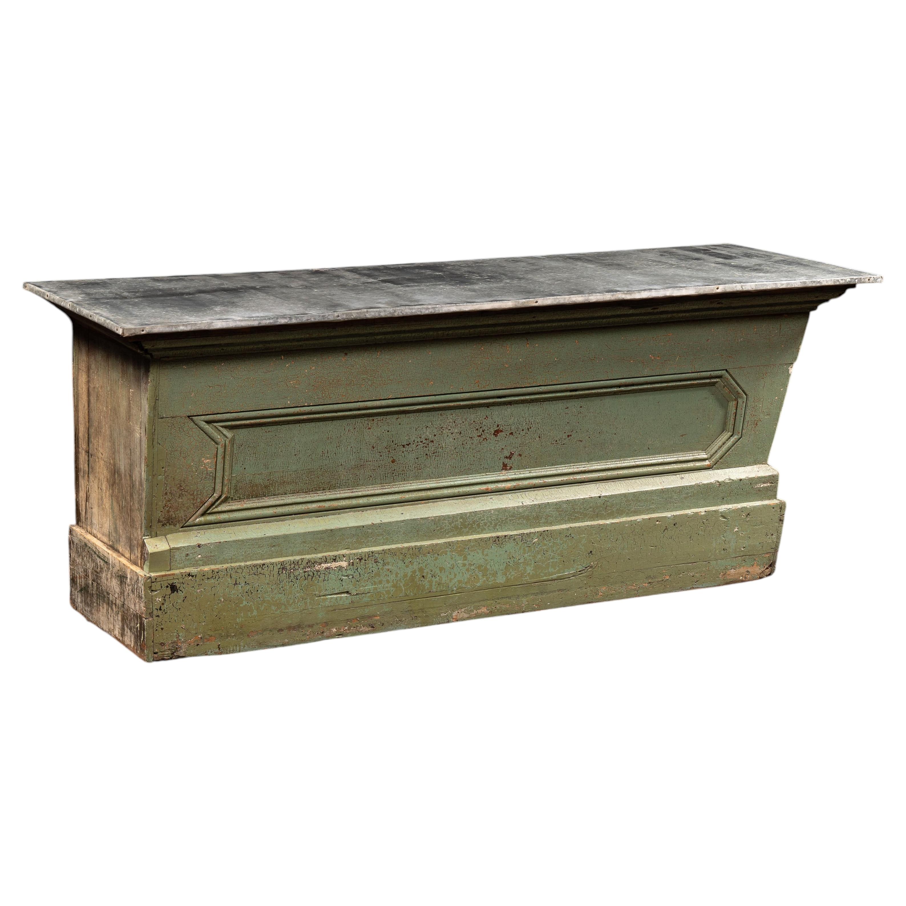 Antique Chippy Zinc-Top General Store Counter For Sale