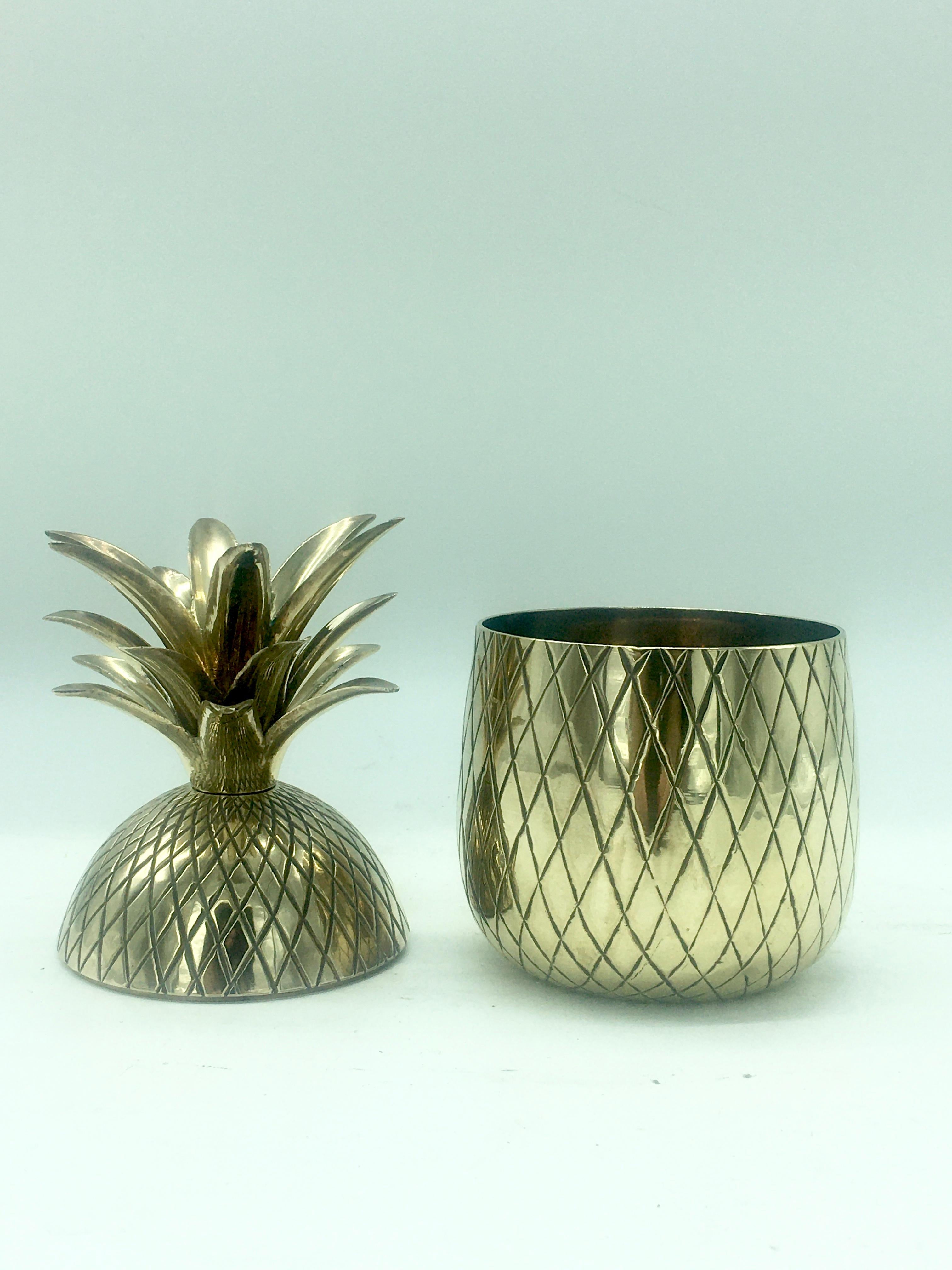 Mid-Century Modern Antique Chiseled Brass and Gilt Pineapple Box Caddy, 1970