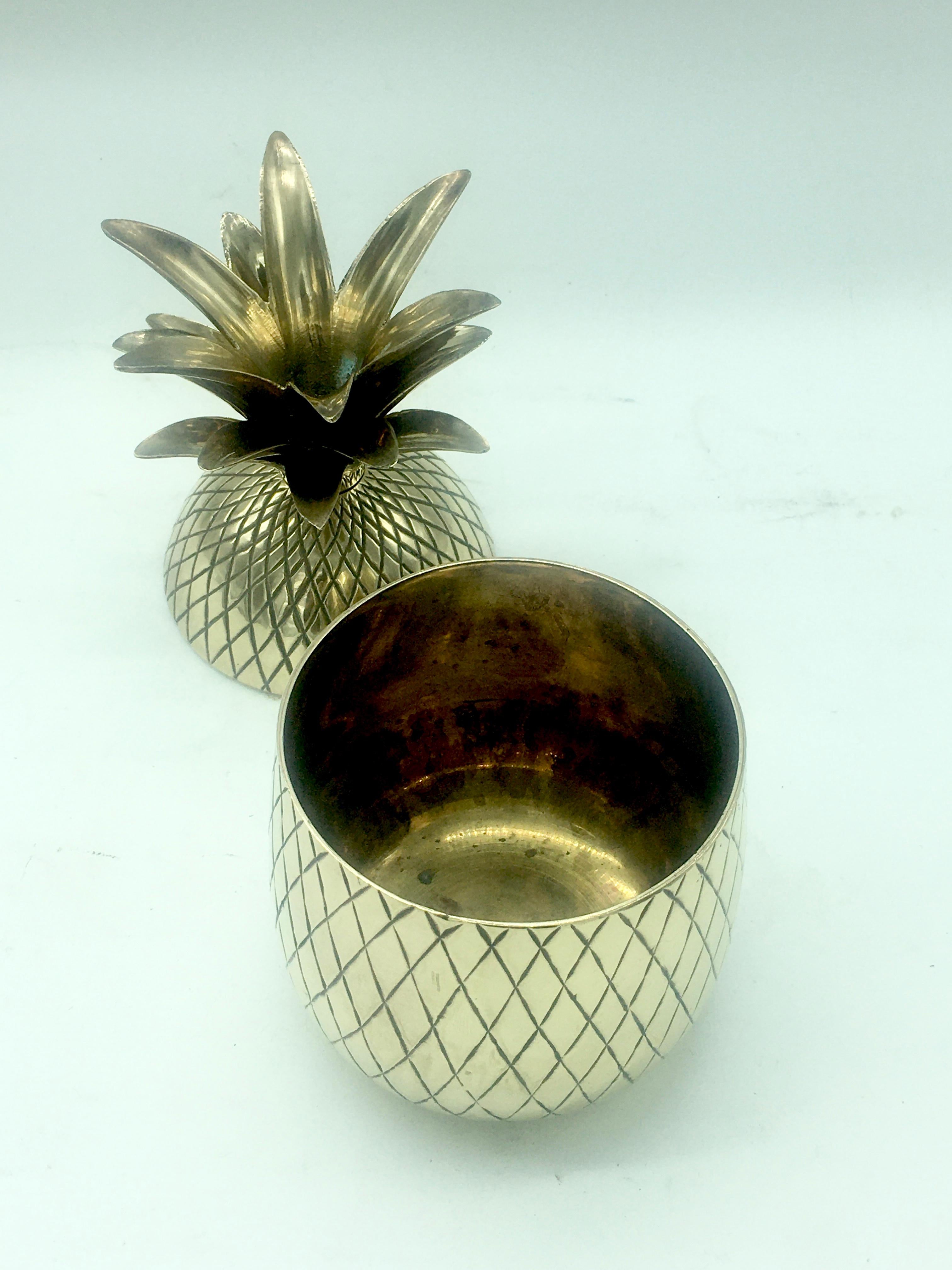 Late 20th Century Antique Chiseled Brass and Gilt Pineapple Box Caddy, 1970